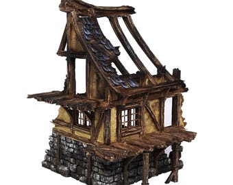Geruïneerd middeleeuws herenhuis: 28-32 mm Wargame-terrein
