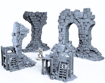 Glömda städer Förstörda akvadukter för 28 mm 32 mm Fantasy Wargaming Scatter Terrain
