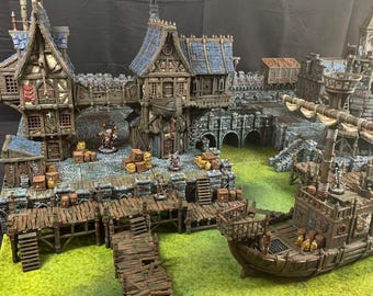 Ruined Harbour Terrain Set: 28-32mm Scale, D&D, Wargaming