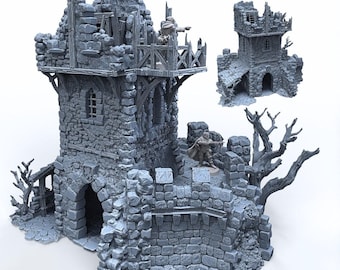 Tower Ruin Medieval Bastion Tower – 28mm/32mm RPG Wargaming Terrain