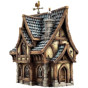 Medieval cottage Tabletop Terrain Scenery for DnD Frostgrave and Tabletop fantasy Wargames
