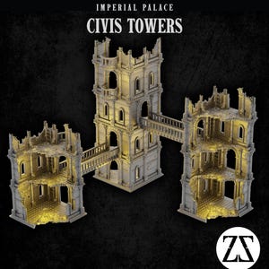 Tornruiner Modulär terräng för det kejserliga palatset | Zorpsector Rom-terräng | 28–32 mm skala för Grimdark Wargames