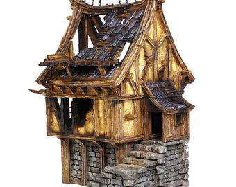 Terrein verwoest middeleeuws herenhuis: 28-32 mm voor wargaming en rollenspel
