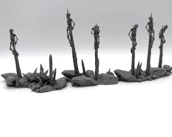Fantasy Terrain Scatter Barricades Impaled Skeleton Spike Barrier for 28mm 32mm Tabletop Wargaming Grimdark