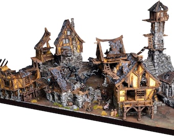 Ruined Village Terrain Set: 28-32mm Scale - DnD skirmish wargaming