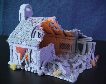 Ruined Cottage Fantasy Terrain: wargaming-rpg Medieval middeleeuws dorp