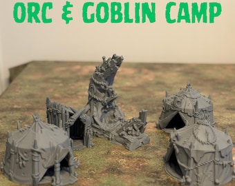 Orc Goblin Camp Terrängset, Stamtält, Hydda, Totem, 28 mm 32 mm RPG-landskap