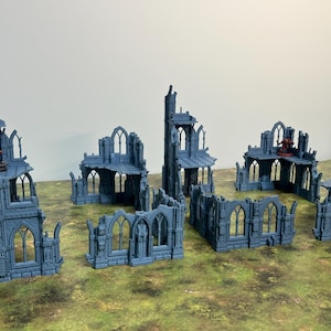 Grim Dark Ruins Terrain Set: Sci-Fi Wargame Scenery for 28mm-32mm Miniatures