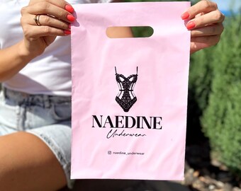 Rosa Plastik-Geschenk-Taschen mit individuellem Logo Einkaufstaschen für Boutiquen Pinke Geschenktaschen mit individuellem Logo Logo-Einkaufstaschen für Business Geschenktaschen Benutzerdefinierte Tragetaschen