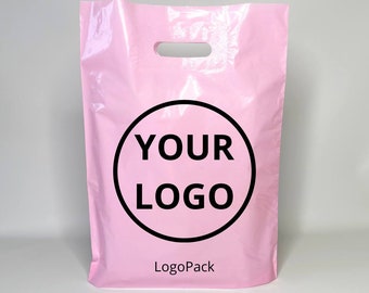Rosa Plastik-Geschenk-Taschen mit individuellem Logo Einkaufstaschen für Boutiquen Pinke Geschenktaschen mit individuellem Logo Logo-Einkaufstaschen für Business Geschenktaschen Benutzerdefinierte Tragetaschen