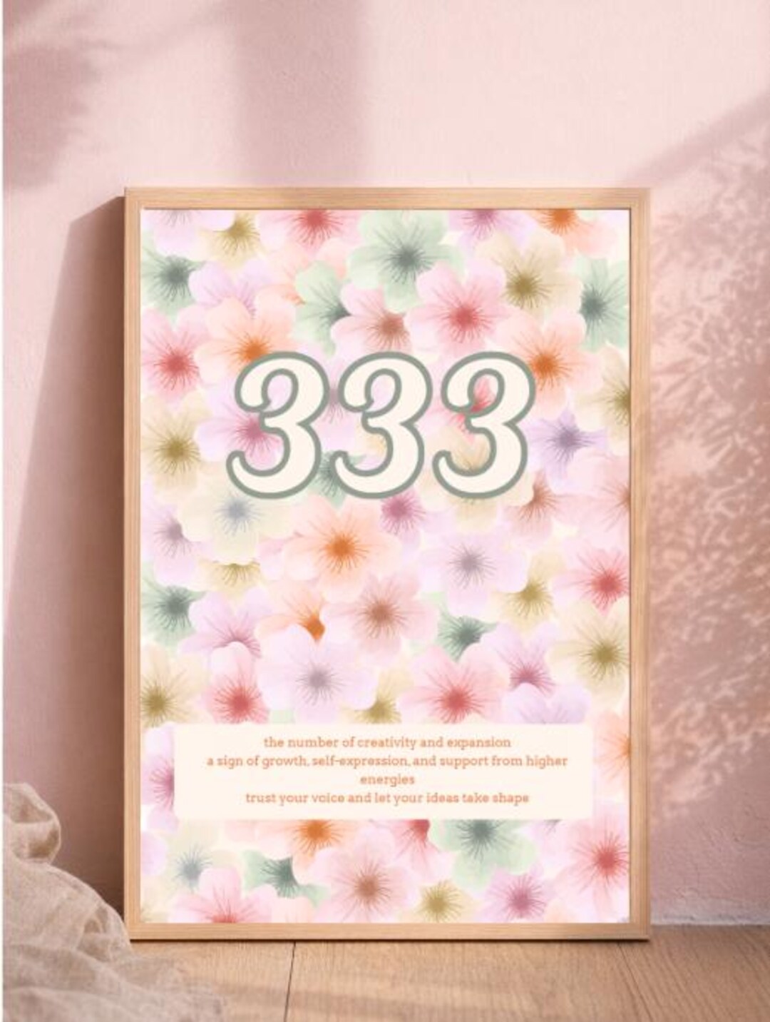 333 Angel Number Floral Print - Etsy