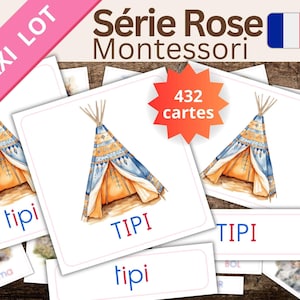 cartes de lecture Montessori 3 parties,  Série Rose, Apprentissage de la lecture en français, cartes de nomenclature, Matériel Éducatif PDF