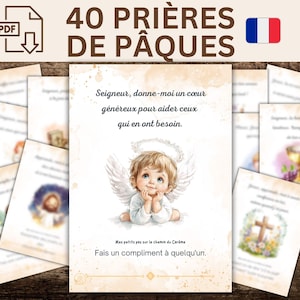 40 cartes de prière pour le Carême en français à imprimer, Chemin vers Pâques avec prières et actions pour enfants, Activité chrétienne PDF