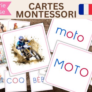 Cartes de lecture Montessori en français, série rose, Apprentissage syllabique autonome maternelle, Jeu éducatif imprimable, Dictée muette,