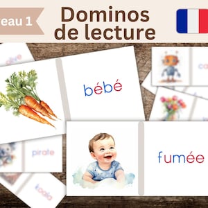 lecture débutant du français, Dominos Montessori niveau 1, apprendre à lire le français en jouant, pdf à télécharger, fichier numérique