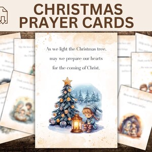 25 christelijke adventsgebedskaarten in het Engels, adventskalender voor kinderen, dagelijkse gebeden, printbare kerstkaarten