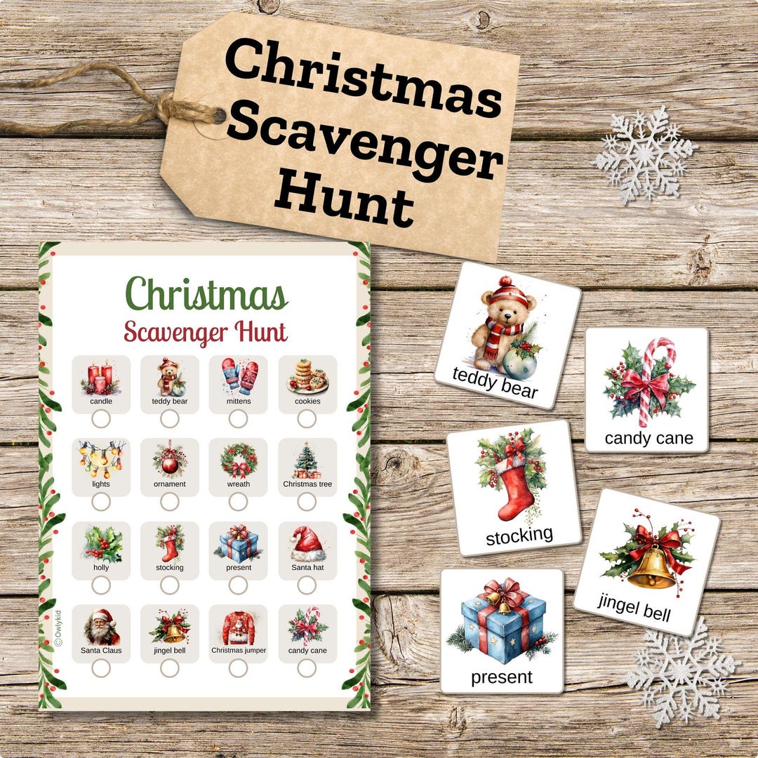 Christmas Scavenger Hunt - Printable DIY Activity for Kids - Holiday ...