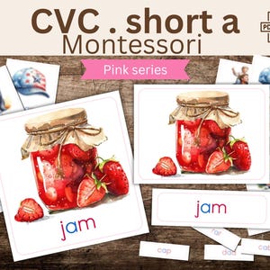 Serie Rosa Montessori CVC - Parole con A Breve - Gioco Educativo Stampabile,  Imparare l'inglese