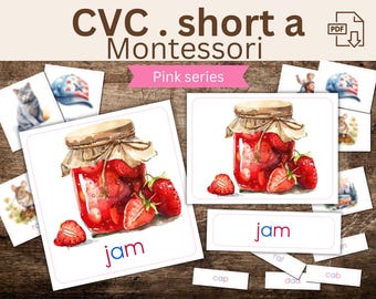 Montessori CVC Pink Series - Short A Words - Printable Learning Game