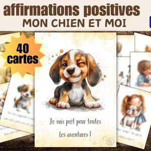 Affirmations positives pour enfant, Cartes de rituel quotidien en français, gestion des émotions, image  chien mignon, estime, confiance PDF