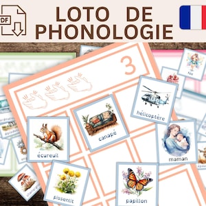 Phonology Bingo in French, Syllable Bingo - Educational Game, Learn to Read, Count Syllables, Montessori Printable Game, Children's Reading