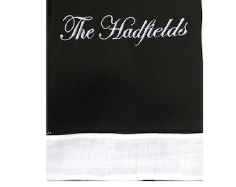 Dramatic and Modern Hemstitch Linen Tea/Guest Towel with Graphic Embroidered Single Initial or Monogram