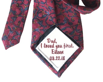 Diamond Shape Label Patch for the Tie of Father of the Bride Custom Embroidered and Personalized