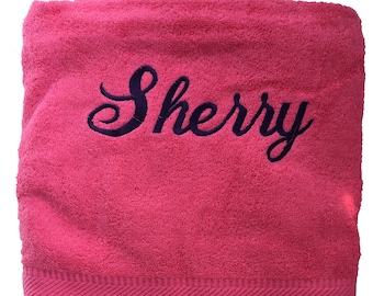 SAMPLE SALE Bath, Beach or Pool Towel Custom Personalized by Embroidery