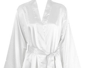 Bride's  and Bridal Party's Satin Dressing Gown Robe - Custom Embroidered Personalized