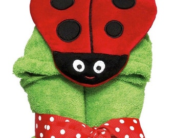 Ladybug Hooded Tubbie Towel Personalized by Embroidery