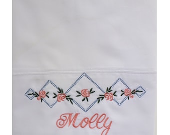 Flower Girl Rosebud Pillowcase Custom Embroidered Personalized
