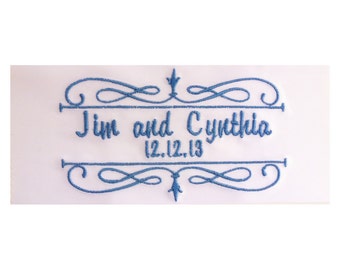 Cynthia Satin Ribbon Wedding Gown Label Embroidered and Personalized
