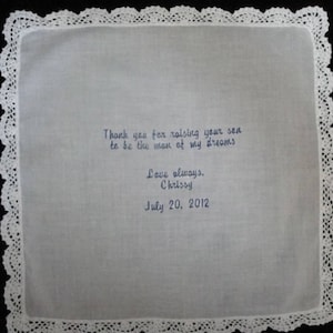 Jedes Gedicht Hankie - WEIßer Hankie - bestickt und personalisiert - Jedes Gedicht passend für einen Hankie