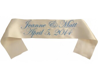 Custom embroidered Long Ribbon to Decorate Head Table or Couple's Table at Reception - Embroidered, Personalized