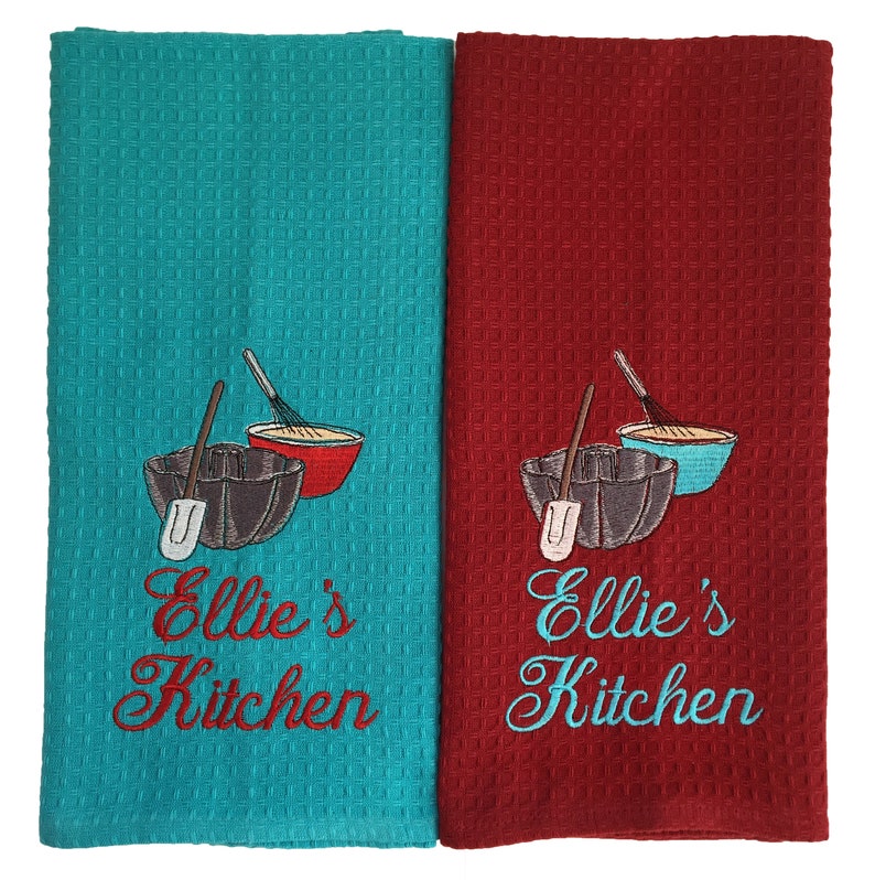 Kitchen Towel Set With Custom Embroidered Baking Theme and Etsy