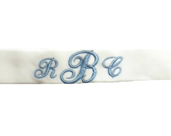 Personalized Embroidered Claire Wedding Stretch Velvet Garter with Monogram - A "Something Blue"