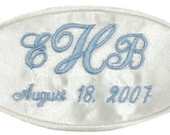 RUSH STATUS -- Erica Satin Wedding Dress Name Label Custom Embroidered Personalized