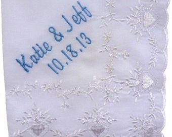 Embroidered Personalized  Bridal Lace Hankie