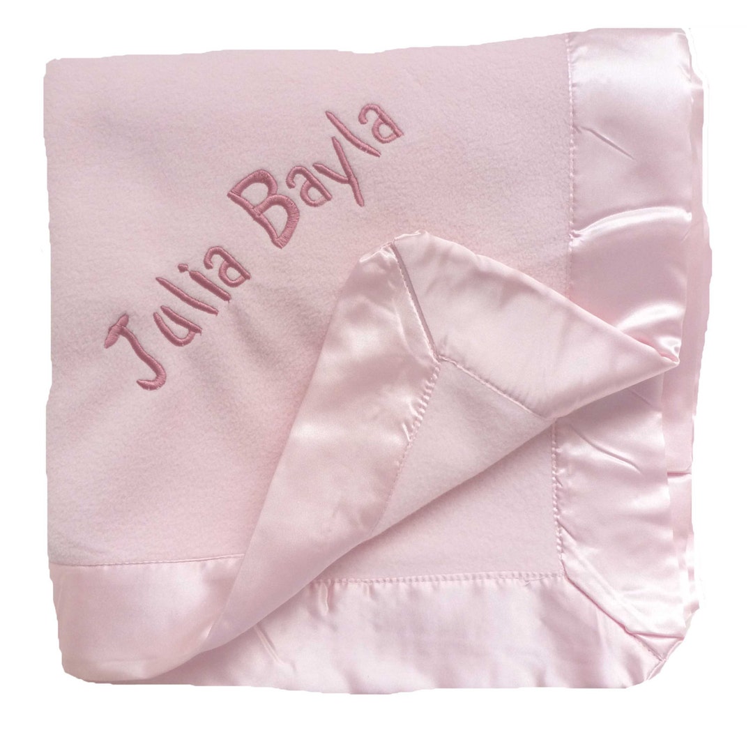 Satin Edged Microfleece Baby Blanket Personalized With Baby's Name or
