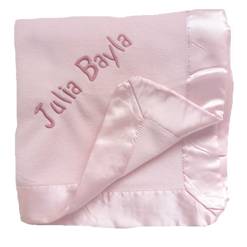 Satin Edged Microfleece Baby Blanket Personalized With Etsy