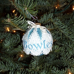 Embroidered and Personalized Christmas Ornament - Simple