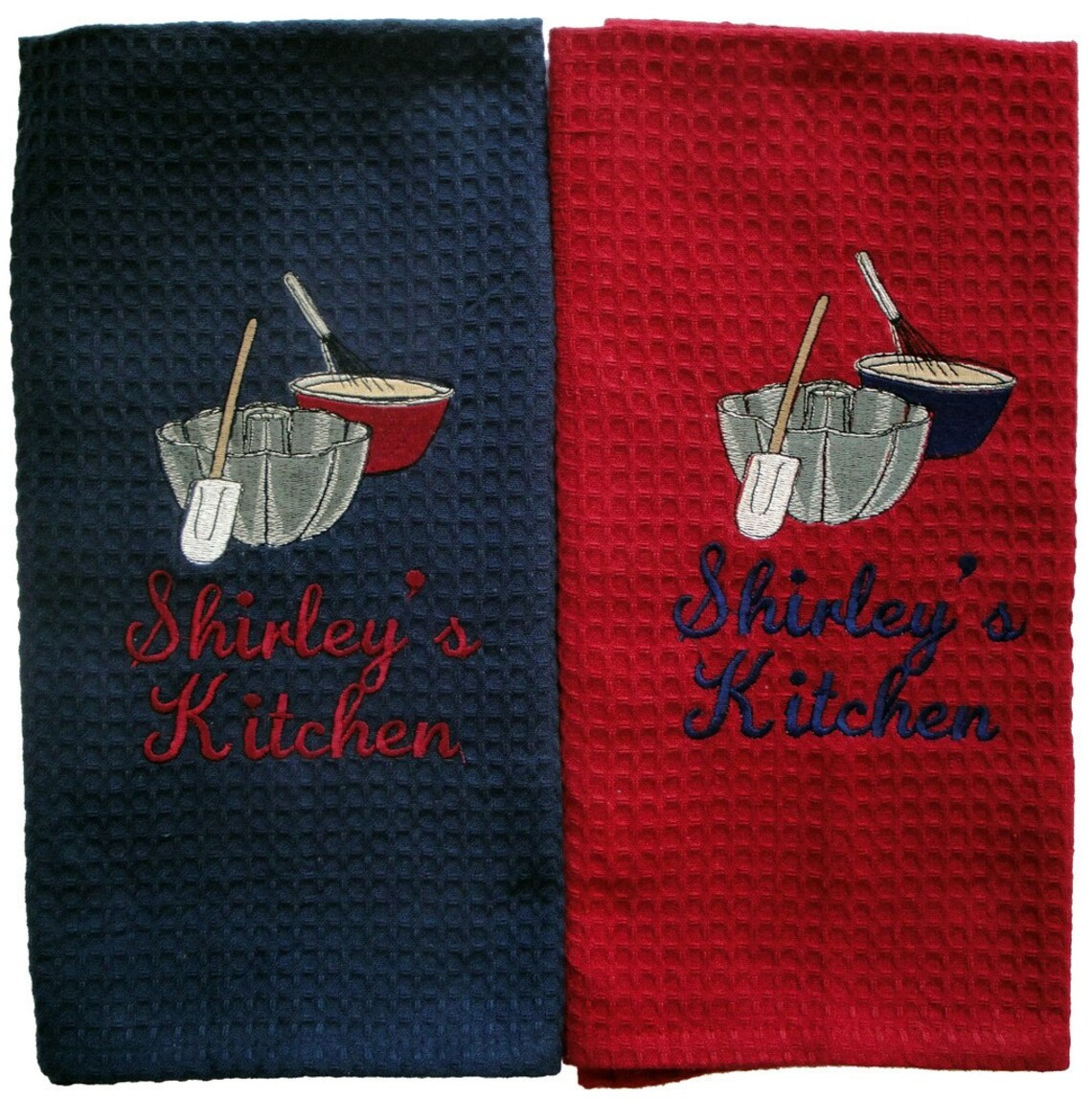 Kitchen Towel Set With Custom Embroidered Baking Theme and Etsy