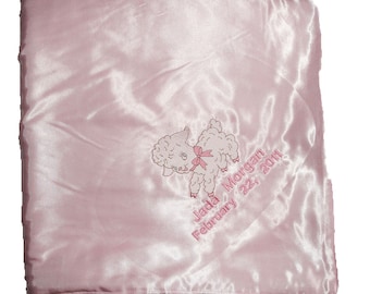 Huge Double Sided Fleece Filled Washable Satin Baby Blanket - Embroidered and Personalized
