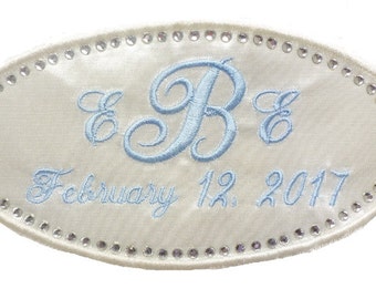 Sparkle Rhinestoned Edged Erica Wedding Dress Name Label Custom Embroidered Personalized