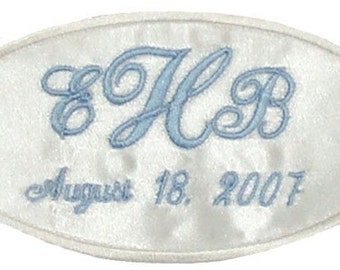 Erica Satin Wedding Dress Name Label Custom Embroidered Personailzed