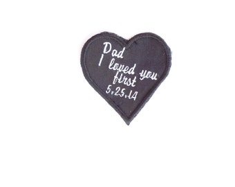 IRON ON STYLE --- Heart Label Patch for the Tie of Father of the Bride Custom Embroidered and Personalized - Iron on style