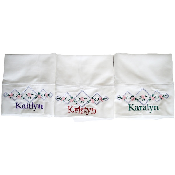 Embroidered Pillowcases Etsy