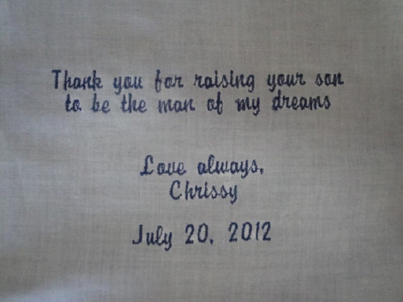 RUSH STATUS embroidered Personalized Father/Grandfather Wedding Hankie image 2