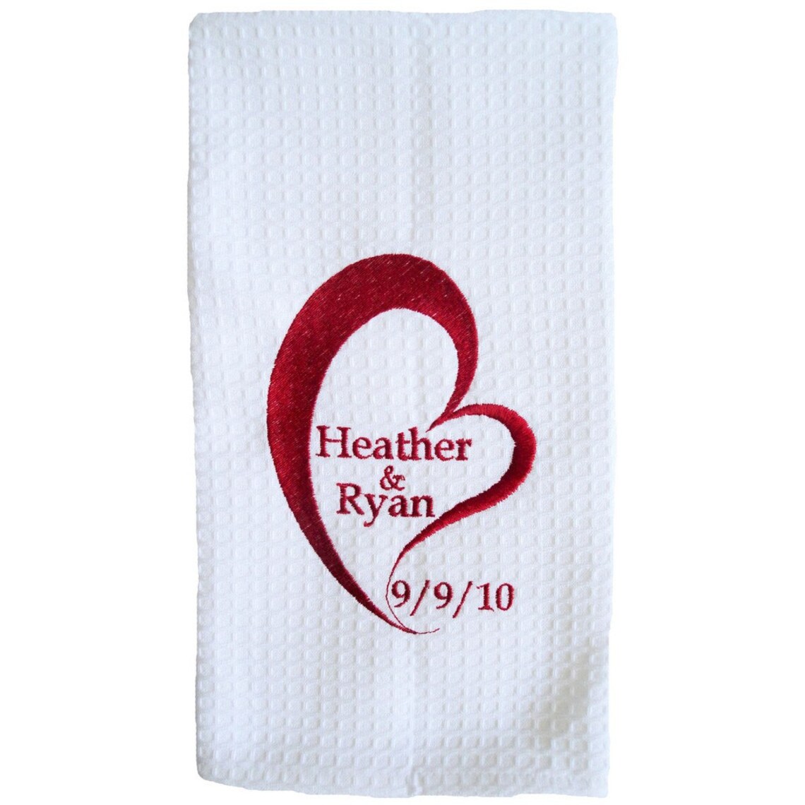 Embroidered Personalized Love Waffle Weave Kitchen Towel Etsy