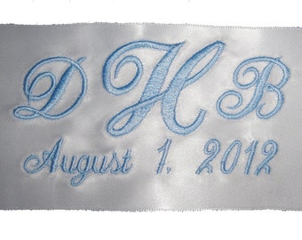 Amy Petite Custom Embroidered and Personalized Satin Ribbon Wedding Gown Label